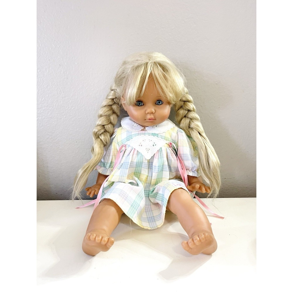 Zapf Creations Doll Germany 1987 Long Blonde Braids Blue Eyes 20" Vintage - Picture 6 of 6